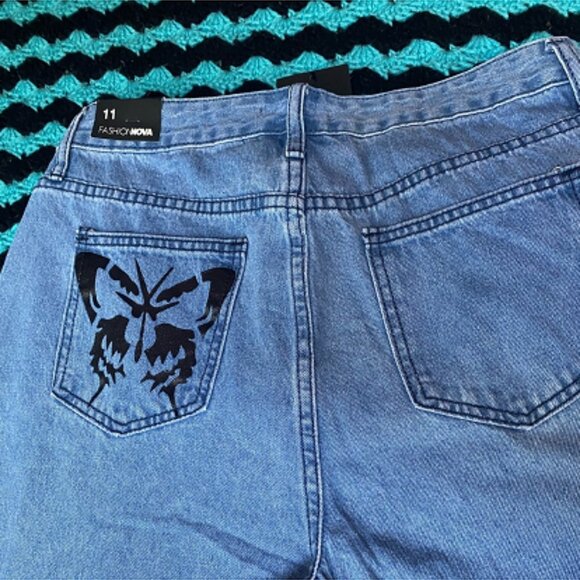 Boho Black Butterfly Jeans size 11 denim new - Picture 6 of 9